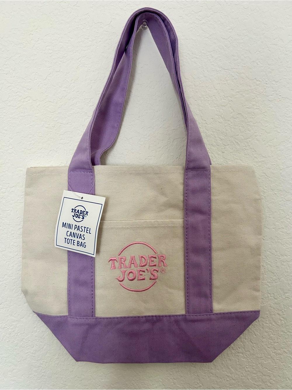 Trader Joe’s Mini Pastel Canvas Tote Bag in Lavender
